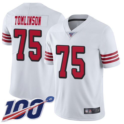 San Francisco 49ers Limited White Men Laken Tomlinson NFL Jersey #75 100th Season Vapor Untouchable Rush->women nfl jersey->Women Jersey